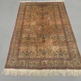 Vintage Turkish Silk Rug, 180x116 cm, Kayseri, Pink Blue Green, Handmade