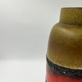 Khaki and red ceramic vase