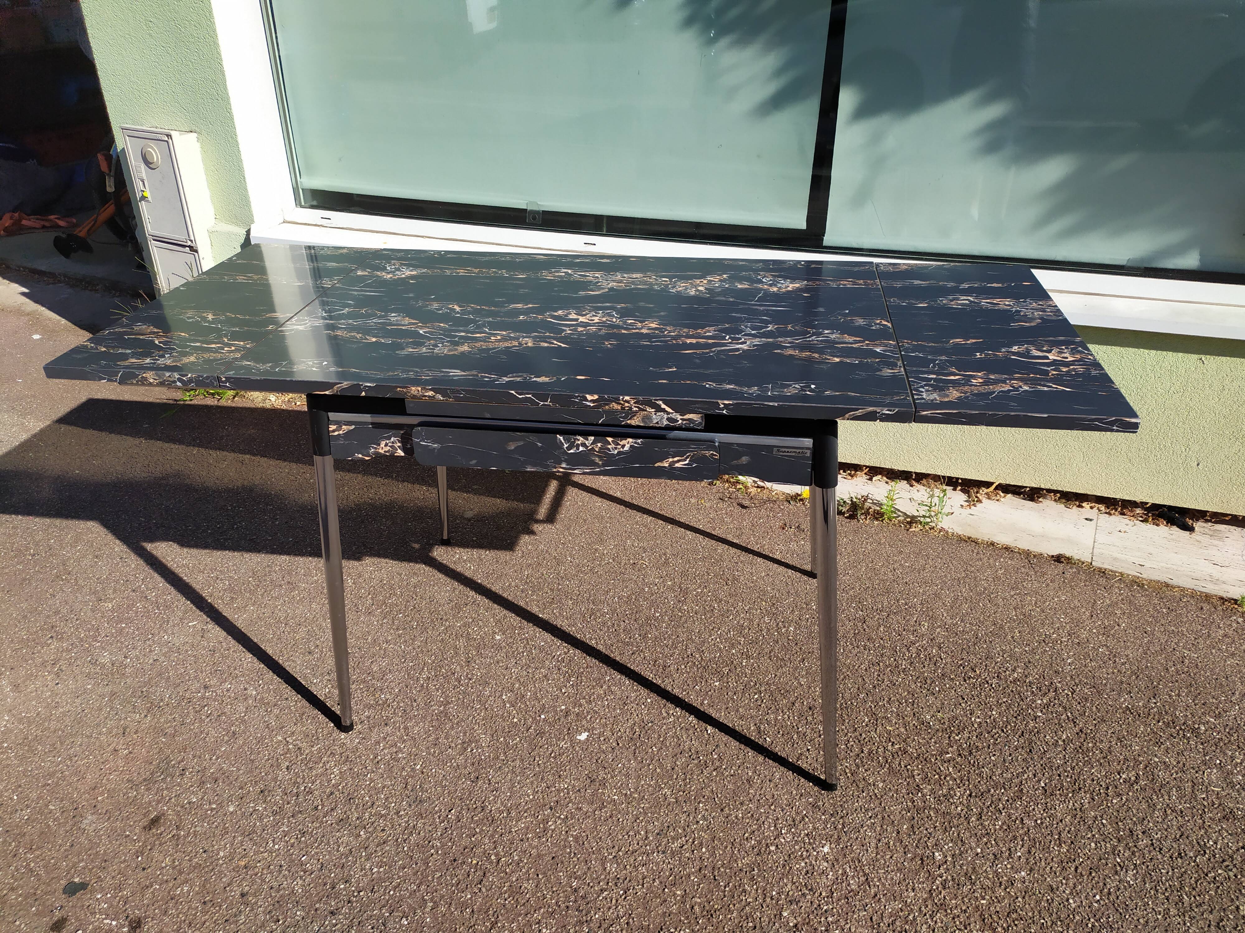 Formica black marble dining table - 1960 - Supermatic - vintage