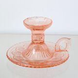 Cellar rat candle holder, pink glass