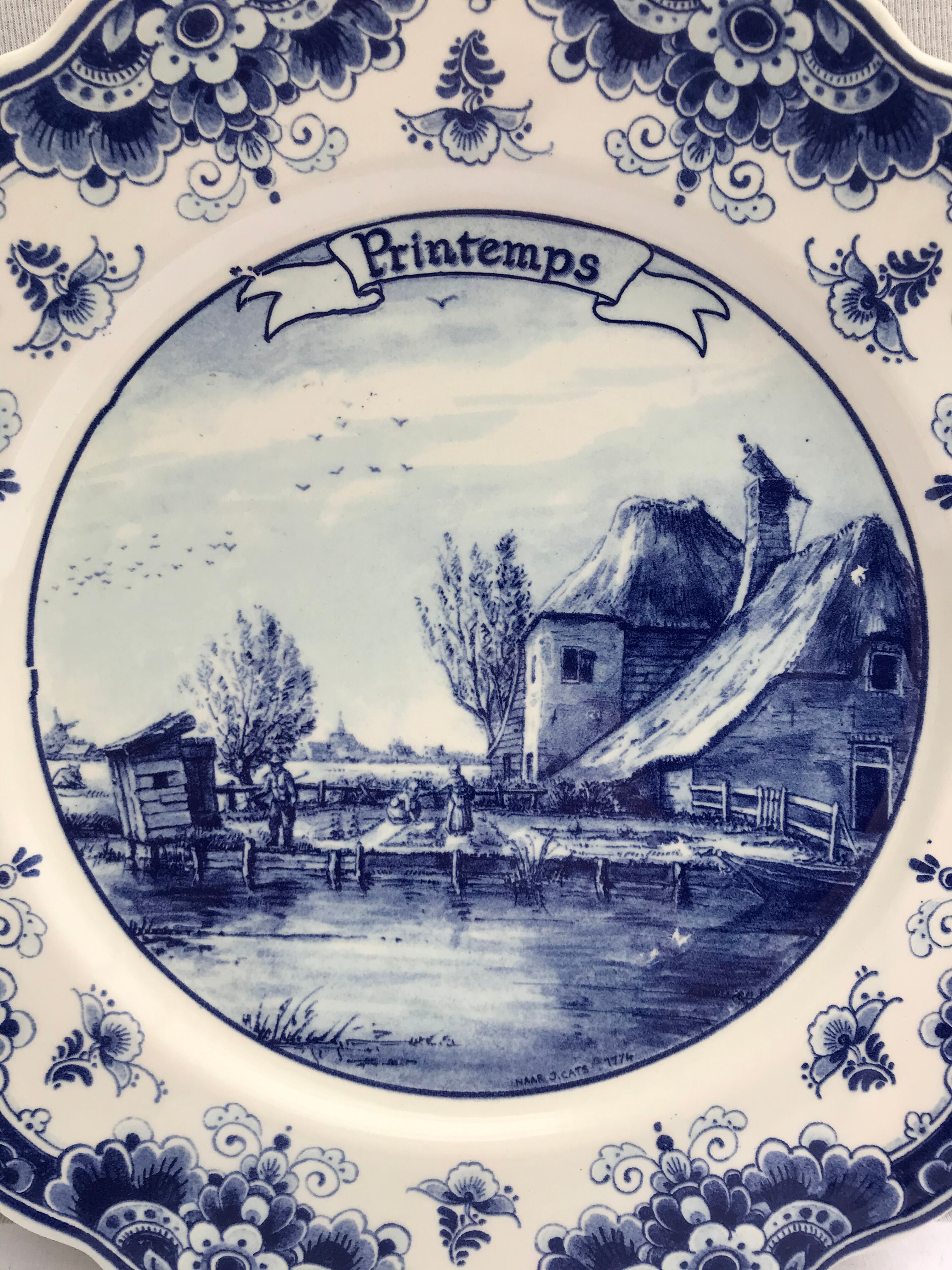 Former delft plat printemps heineken 1990 ceramics white - vintage blue