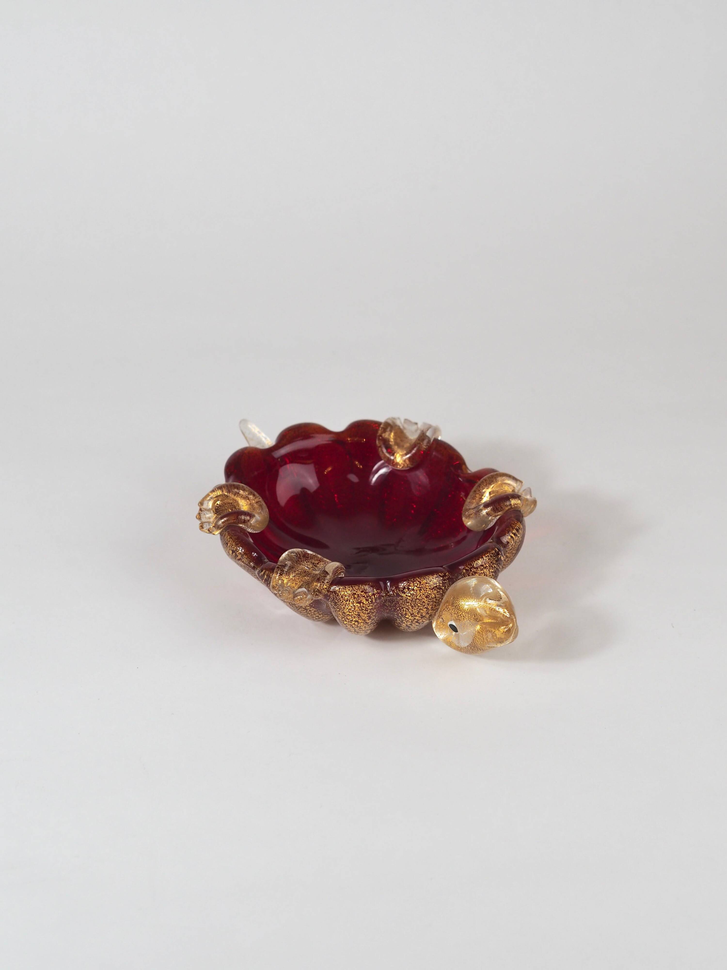 Sculpture de tortue et cendrier en verre de Murano du milieu du siècle par Barovier&Toso