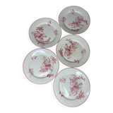 Set of five flat Fontanges plates.