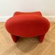 Pair of vintage armchairs from the 70s in red fabric.