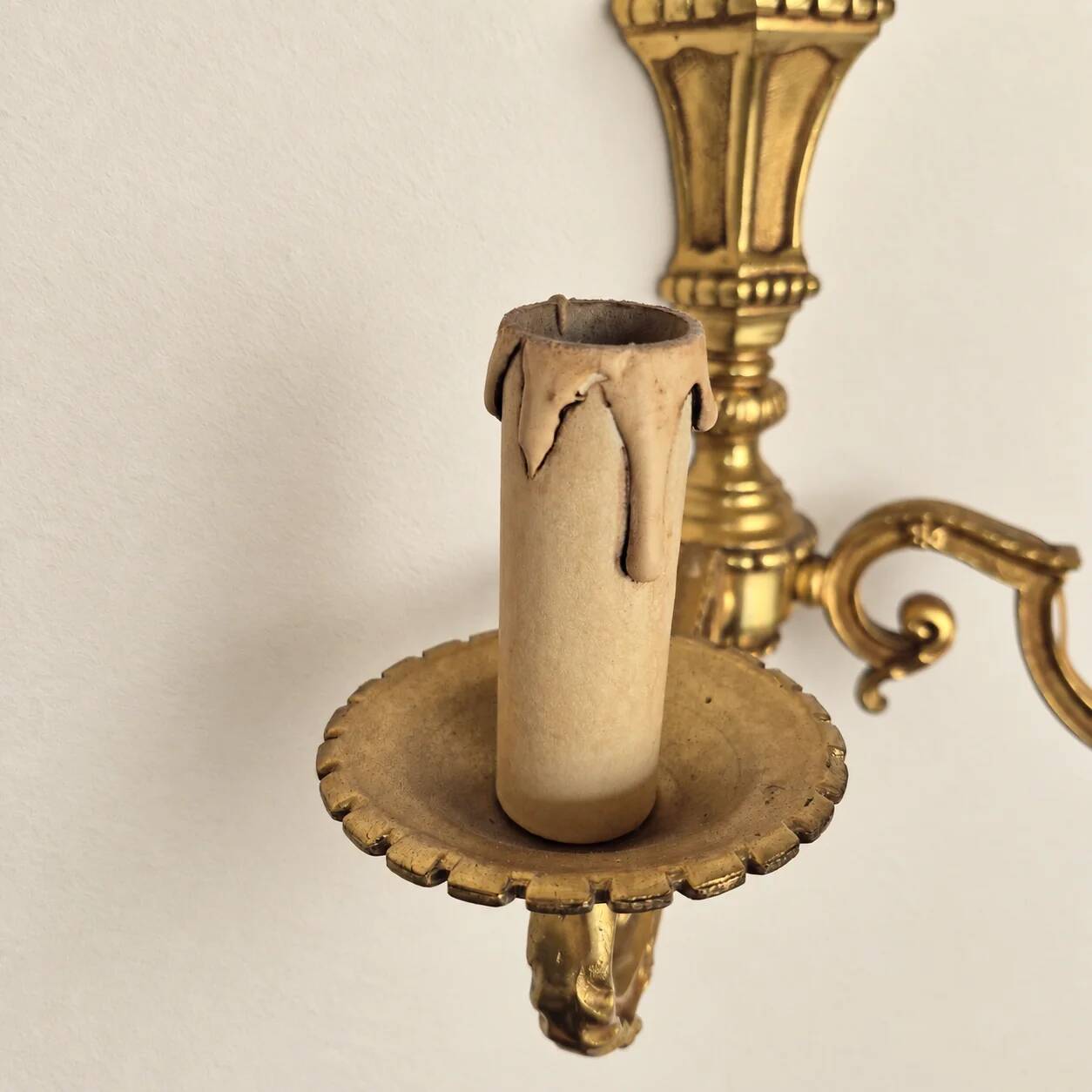 Set of four two-light wall sconces in gilded brass — Louis XVI style