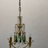 Lustre en cristal et laiton des années 1960