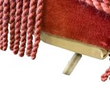 Vintage old pink pouf / chest / footrest with fringes