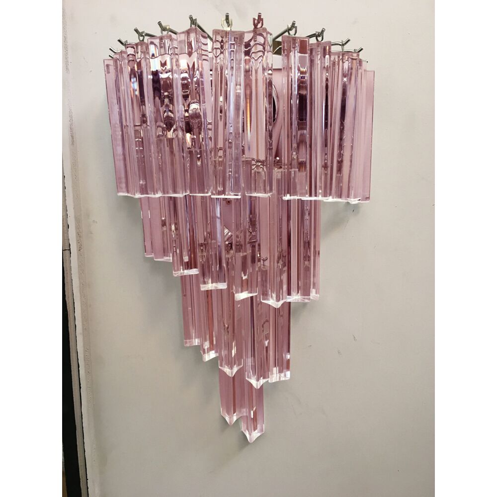 Pink triedro murano glass twister wall sconce
