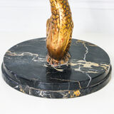 Hollywood Regency Marble and Metal Koi Fish Side Table