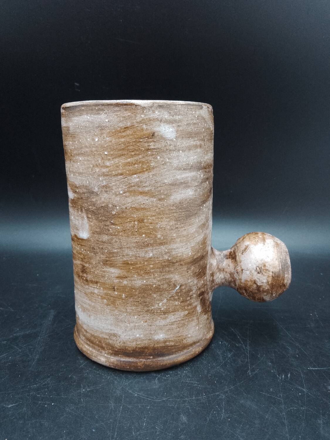 Free-form ceramic vase or tankard signed R. Kapota (Paris) 50s-60s
