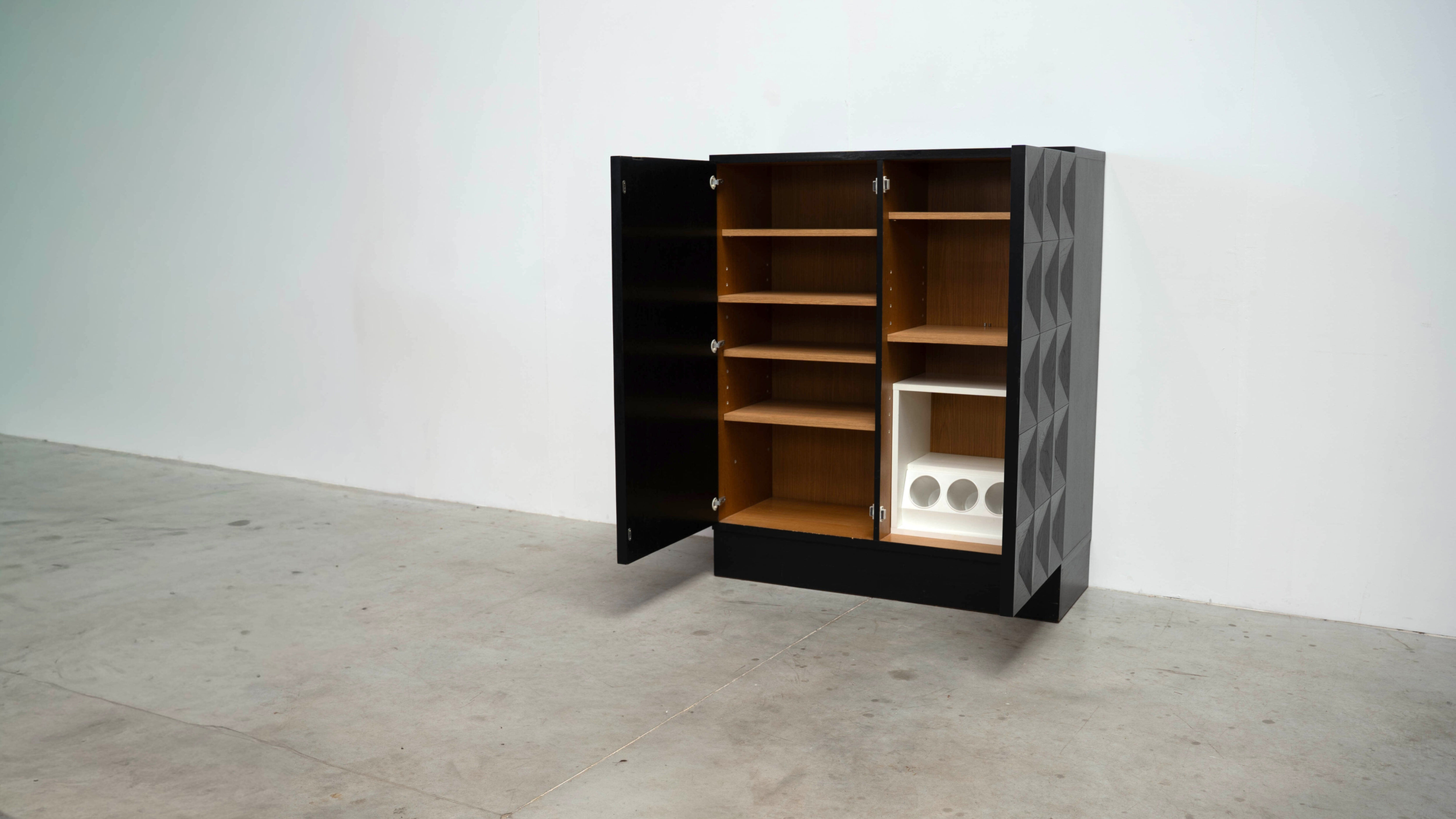 Black brutalist bar cabinet