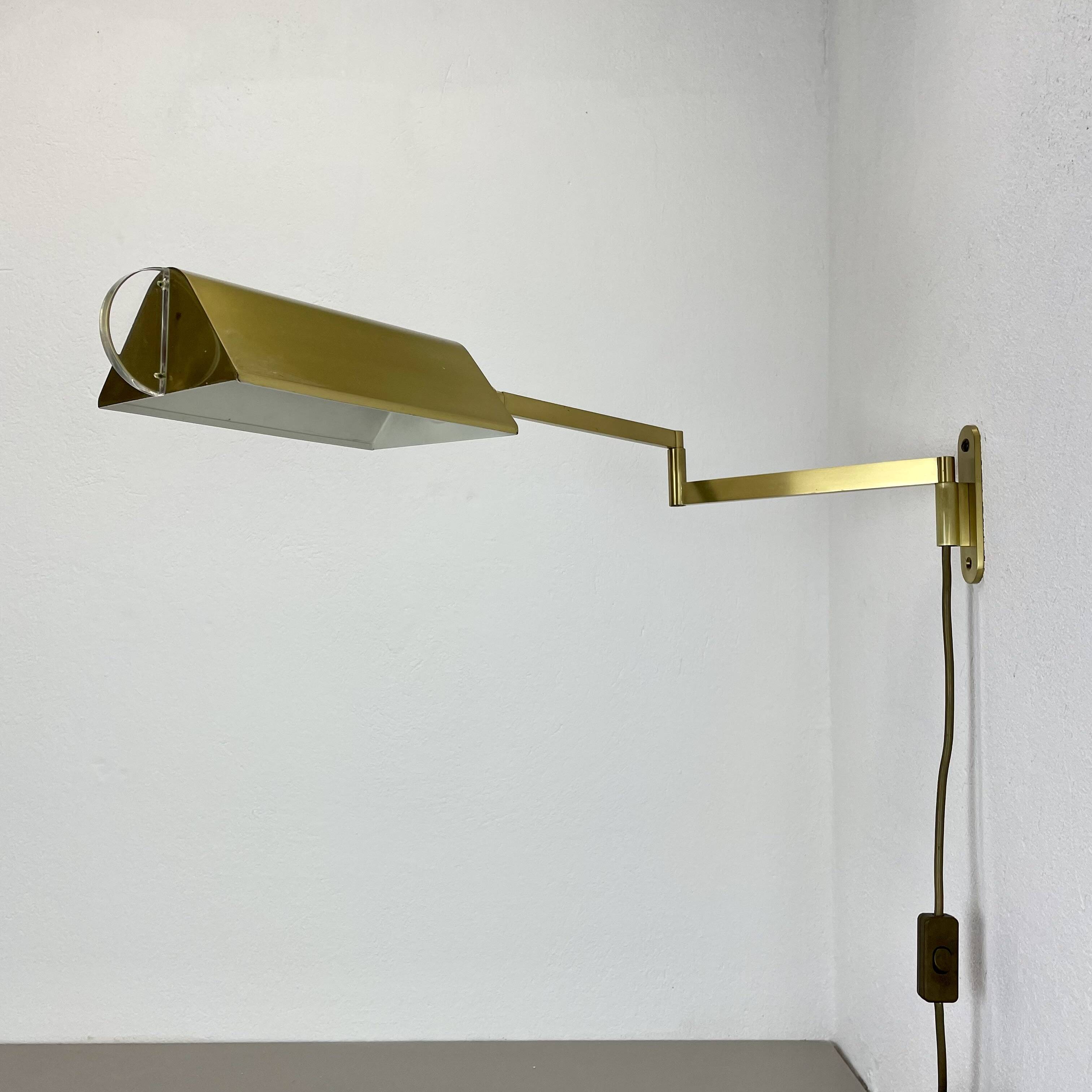 Large 77cm  omi swing arm brass acryl glass wall light italy 1970s