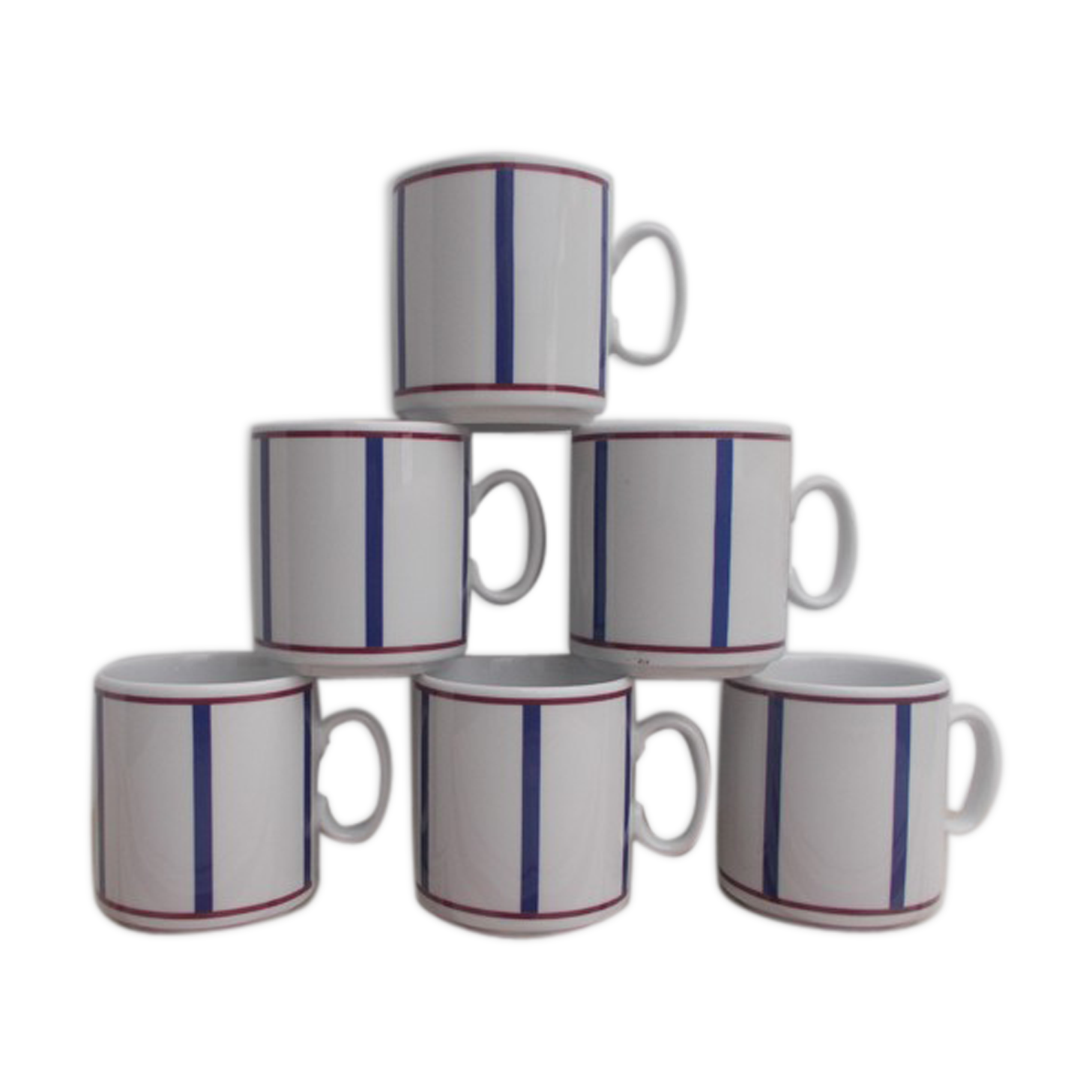 6 Basque porcelain mugs