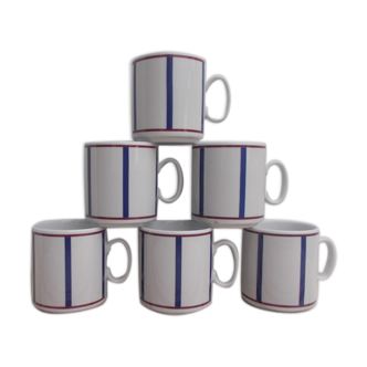 6 Basque porcelain mugs