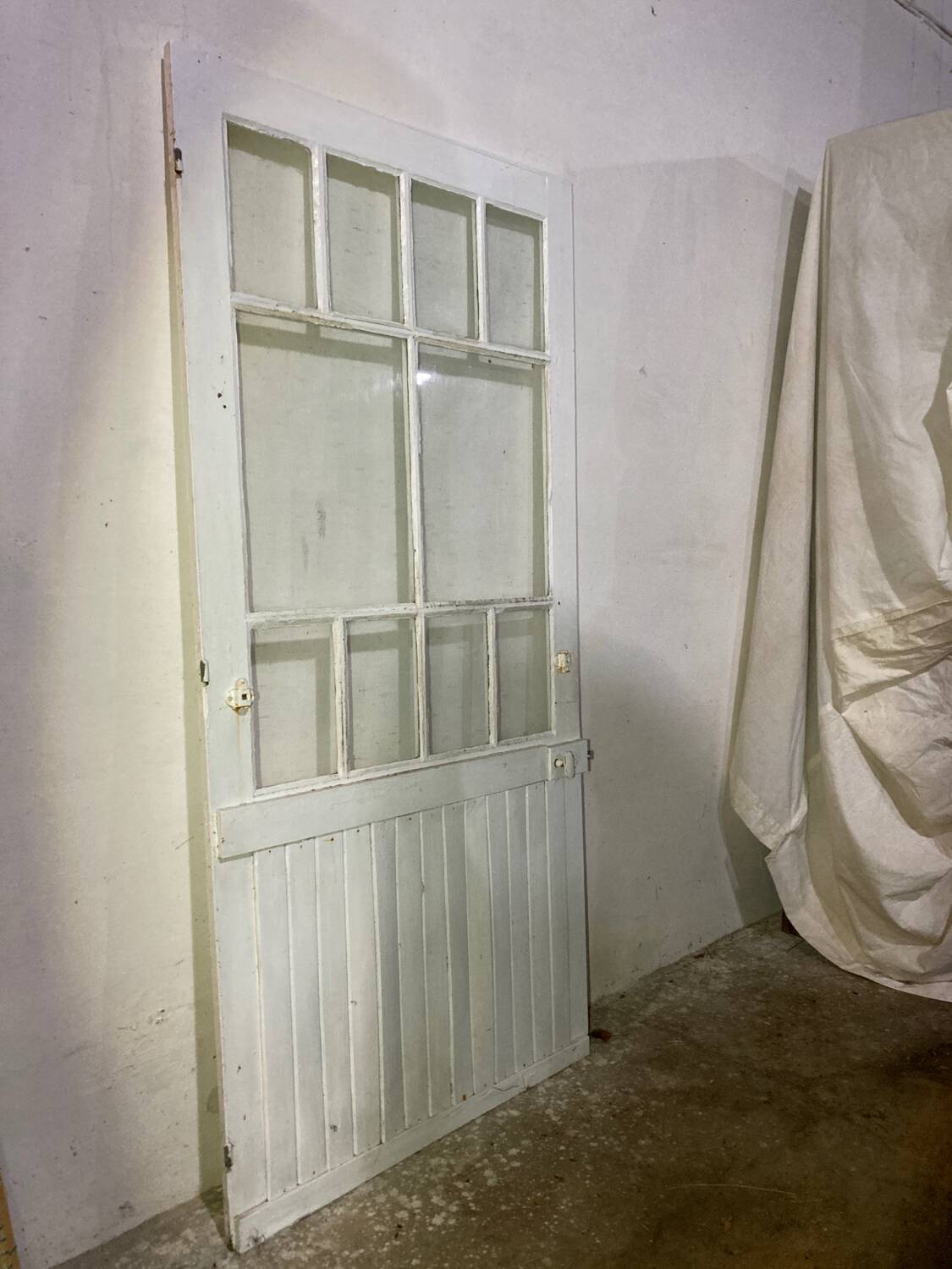 Porte vitrée ancienne style verrière atelier blanche