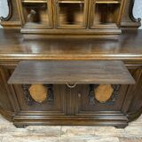 Art Nouveau period clock sideboard in oak and burl circa 1900