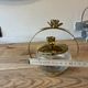 Vintage glass & gilded brass sweet jar / bonbonnière – Rose decor