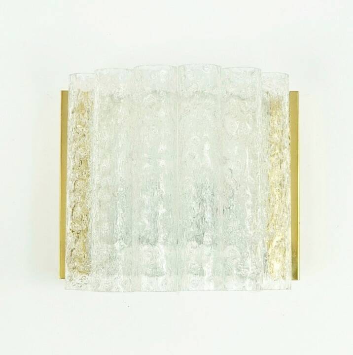 Pair of Mid-Century Modern Murano Ice Glass Wall Lights from Doria, 1960s