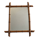Miroir ancien en bois tourné façon bambou, fin XIXe siècle, 69 x 53 cm