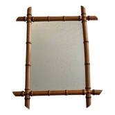Antique mirror in turned bamboo-style wood, late 19th century, 69 x 53 cm