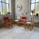 Set of 4 80s colored pine chairs