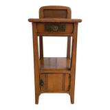 Vintage solid oak bedside table, 1 door, 1 drawer and 1 niche