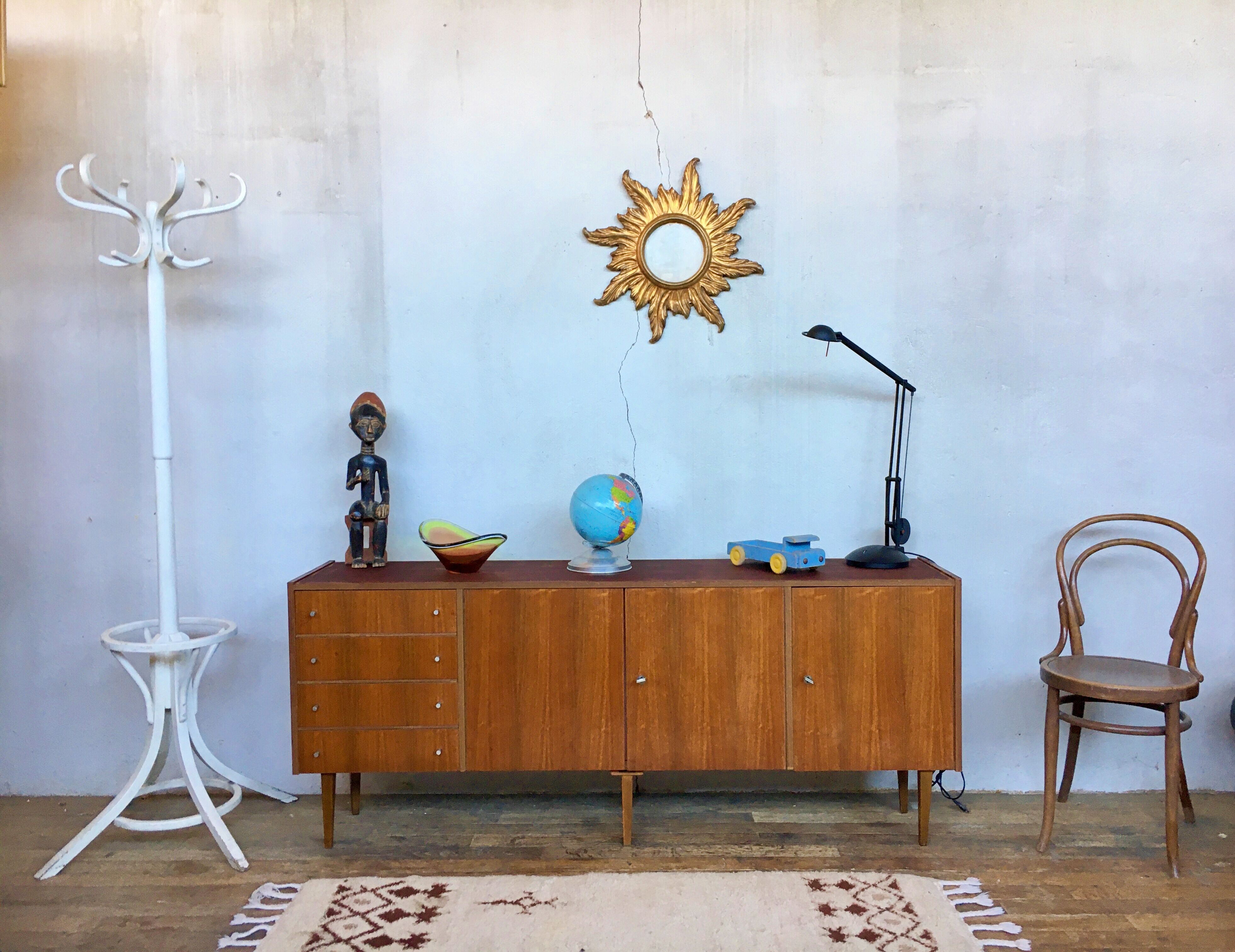 Enfilade bahut meuble tv hifi vintage pieds fuseaux  teck - 50/60 - look scandinave