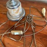 Alabaster and silver metal lamp