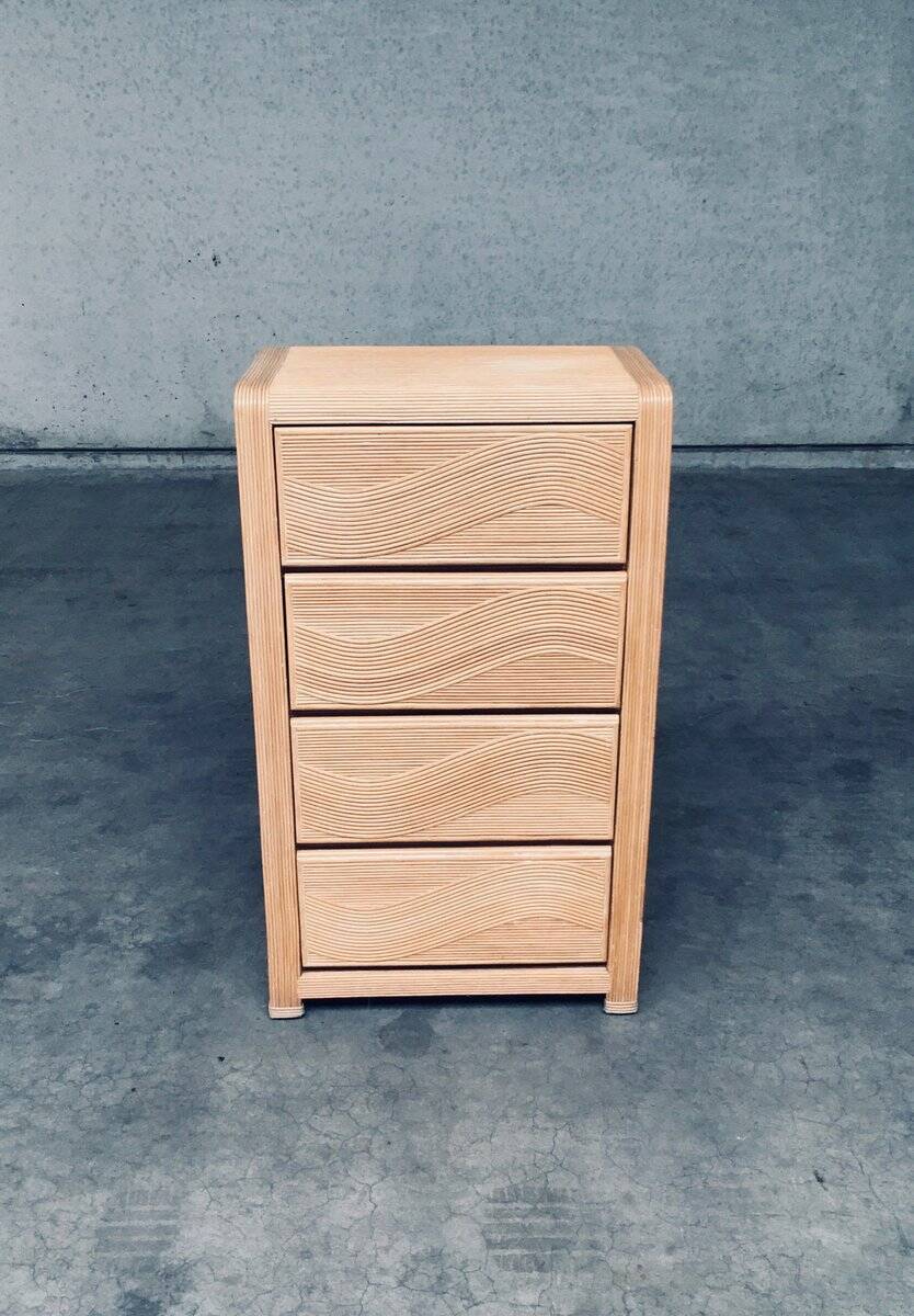 Vintage Rattan High Chest of Drawers, 1980s