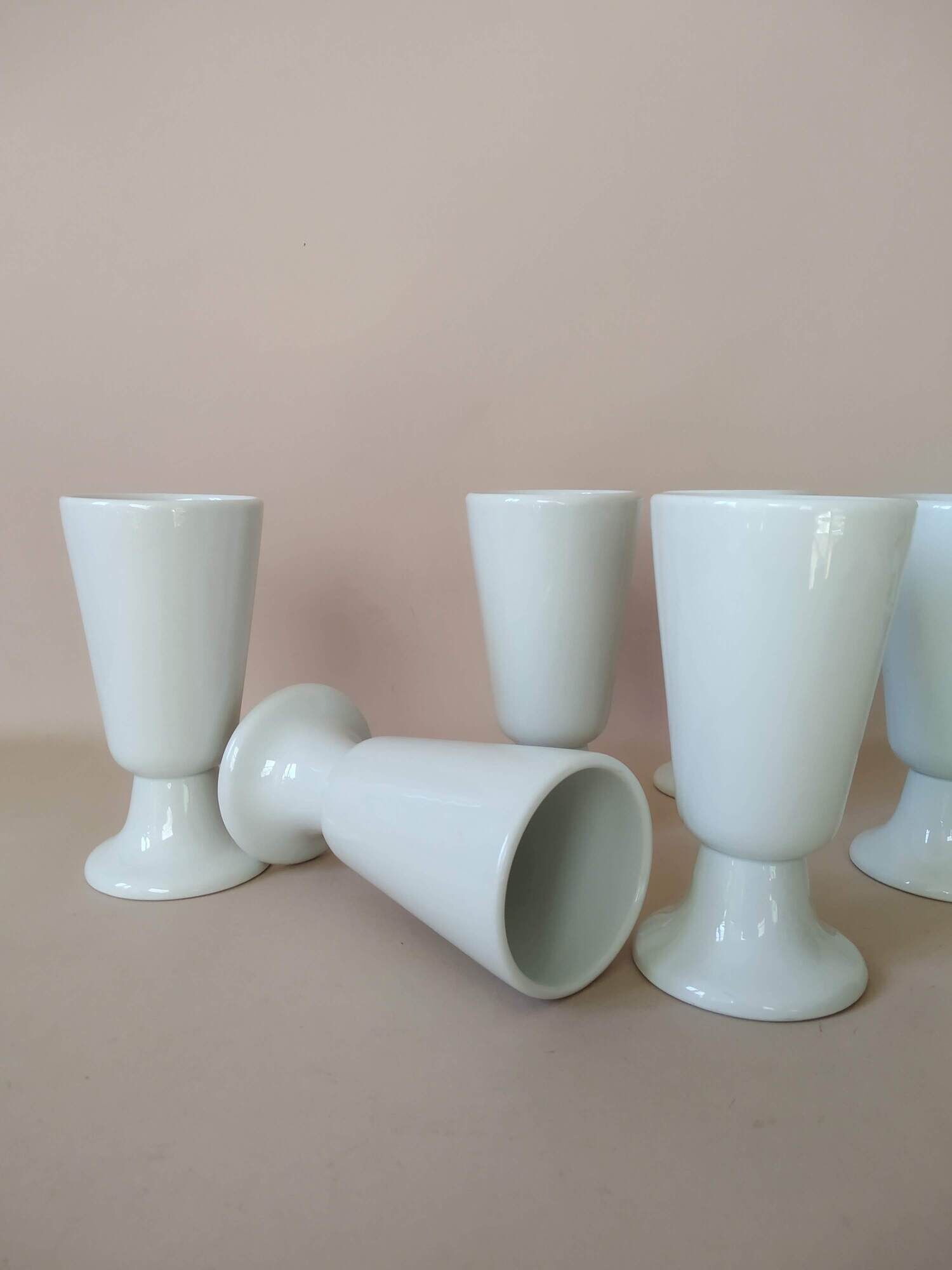 Lot 6 mazagrans white porcelain CNP Vintage