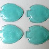 Set de 4 coupelles forme poisson en verre coloré vert des années 70