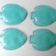 Set de 4 coupelles forme poisson en verre coloré vert des années 70