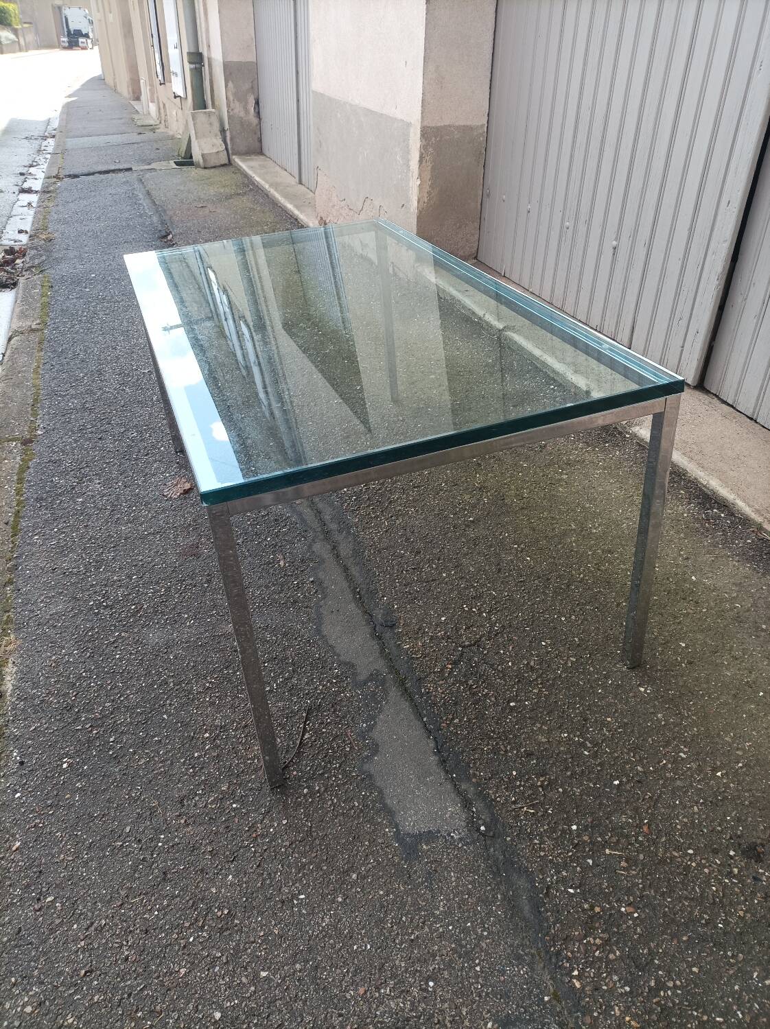 Table basse vintage dalle de verre