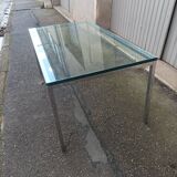 Vintage glass slab coffee table