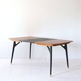 Table extensible vintage en bois foncé et noire