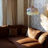 Matte Opaline Glass Pendant Light – Bohemian Vine & Fringe Decor