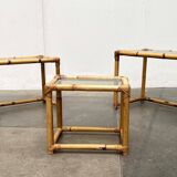 Nest of bamboo and glass tables in mid-century style, 1960s, set of 3.
