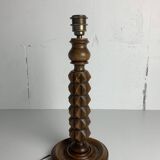 Brutalist wood turned table lamp in the style of Charles Dudouyt, 1940s