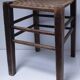 wooden stool with woven plant seat vintage