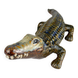 Vintage ceramic crocodile sculpture from Bassano, Italy, 1980s.