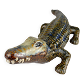 Vintage ceramic crocodile sculpture from Bassano, Italy, 1980s.