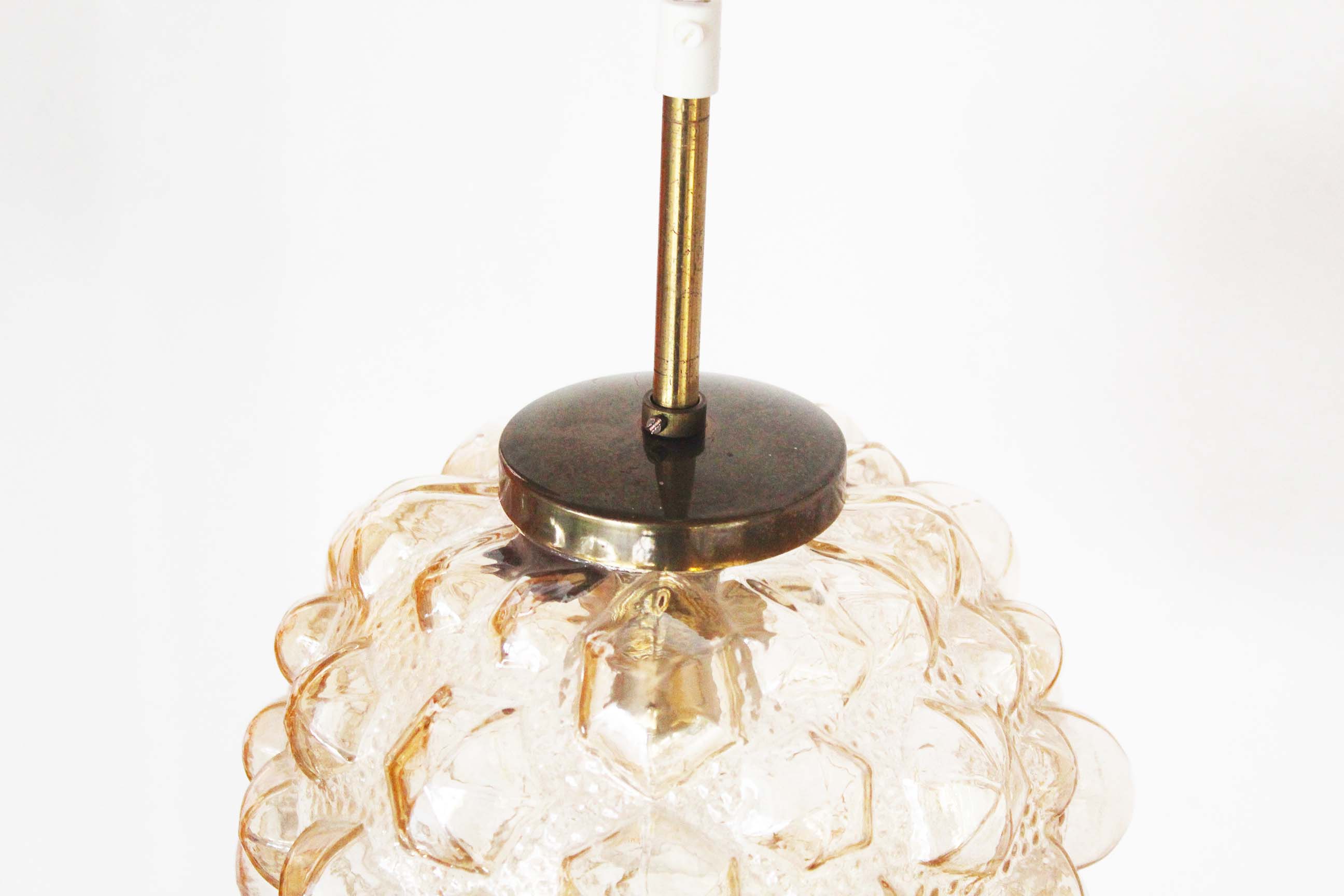 Amber bubble glass pendant light by Helena Tynell for Glashutte Limburg