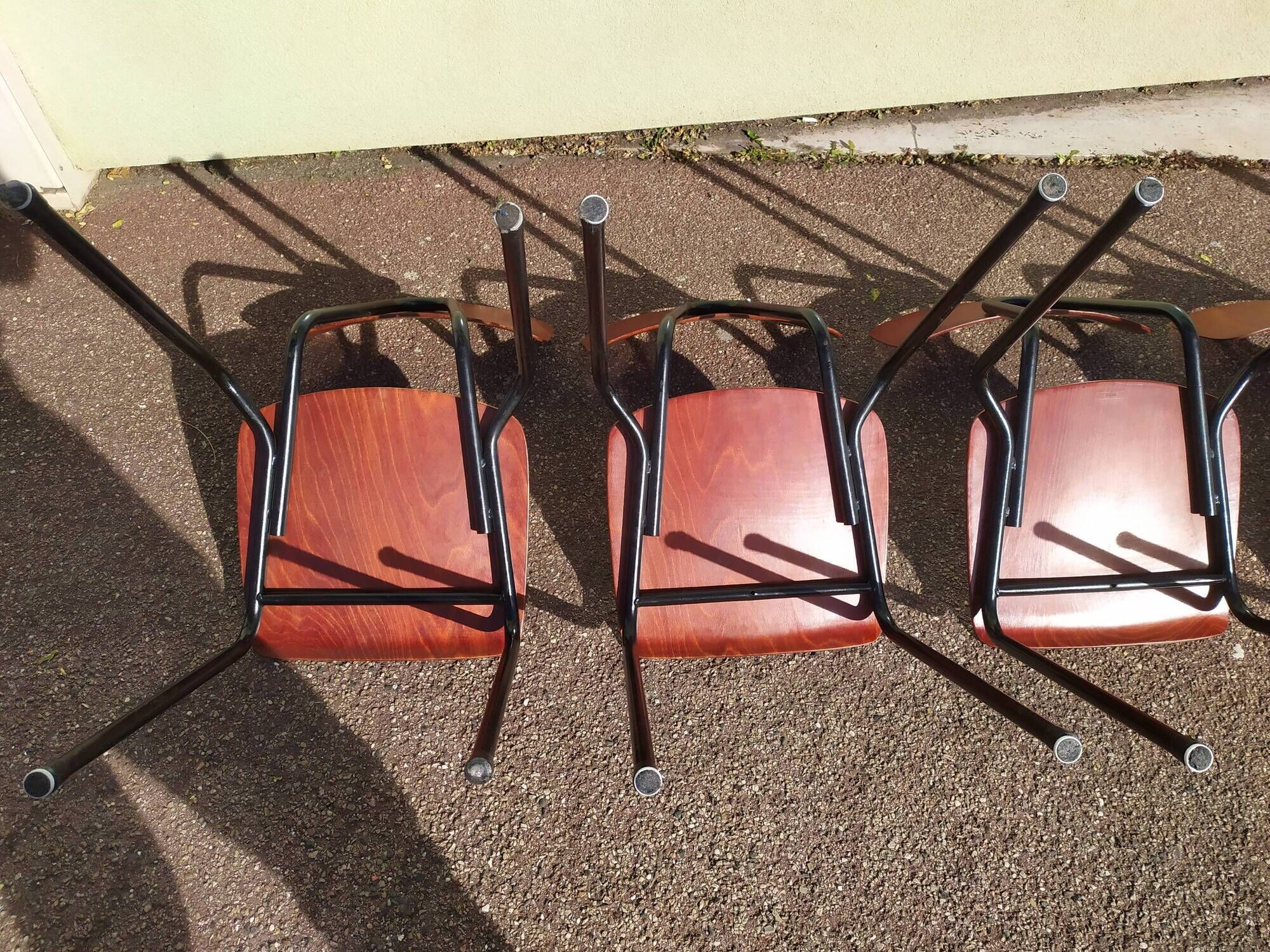 Set of 6 Dutch and metal school chairs - adult