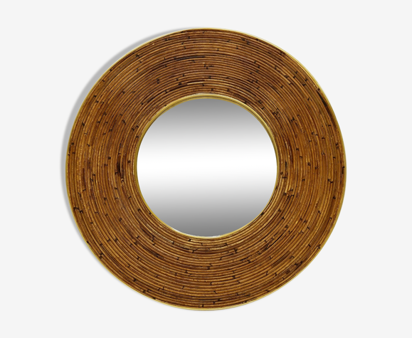 Miroir circulaire avec cadre de rotin 100cm | Selency
