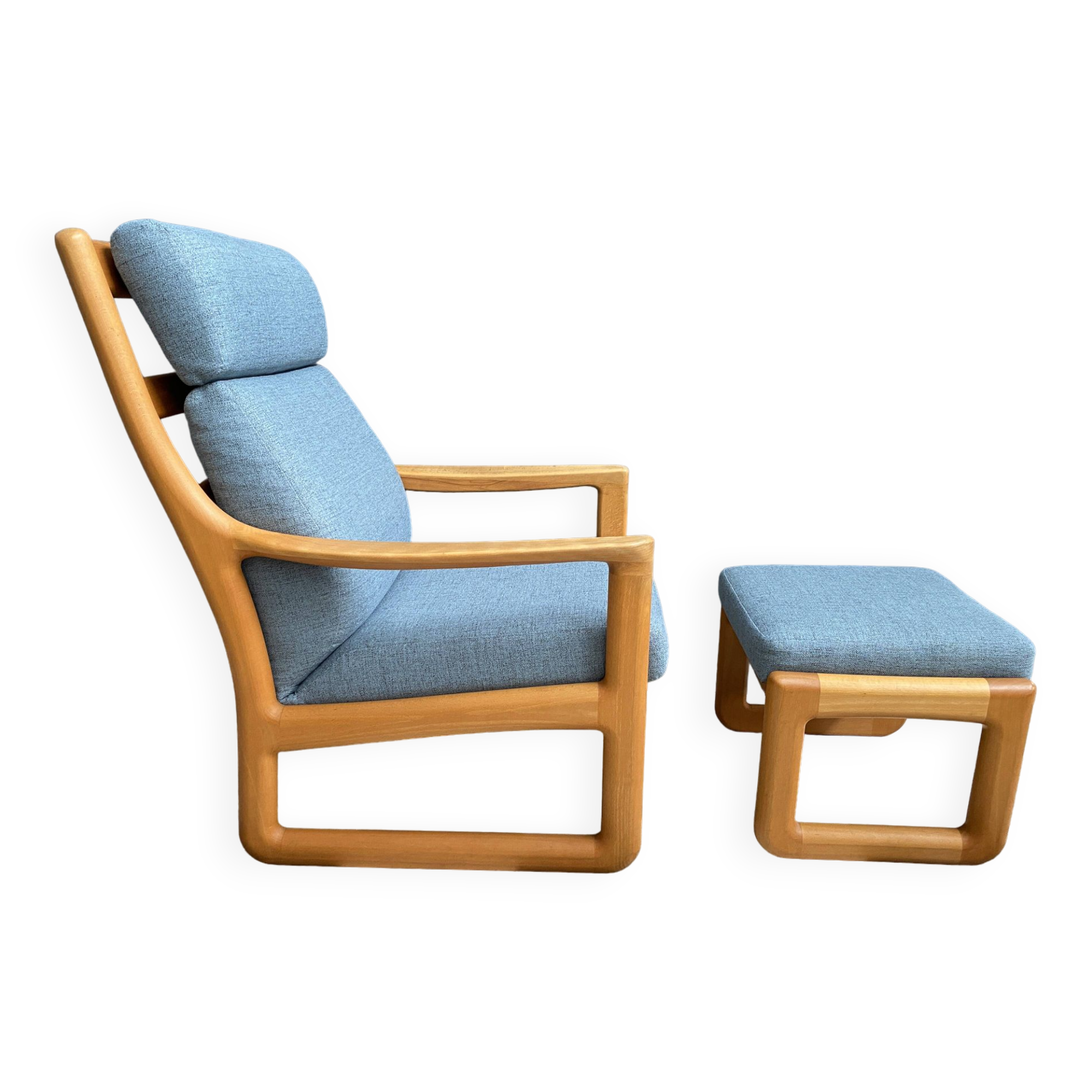 Johannes Andersen highback chair with hocker for Silkeborg Denmark