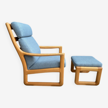 Johannes Andersen highback chair with hocker for Silkeborg Denmark