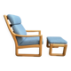 Johannes Andersen highback chair with hocker for Silkeborg Denmark