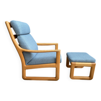 Johannes Andersen highback chair with hocker for Silkeborg Denmark