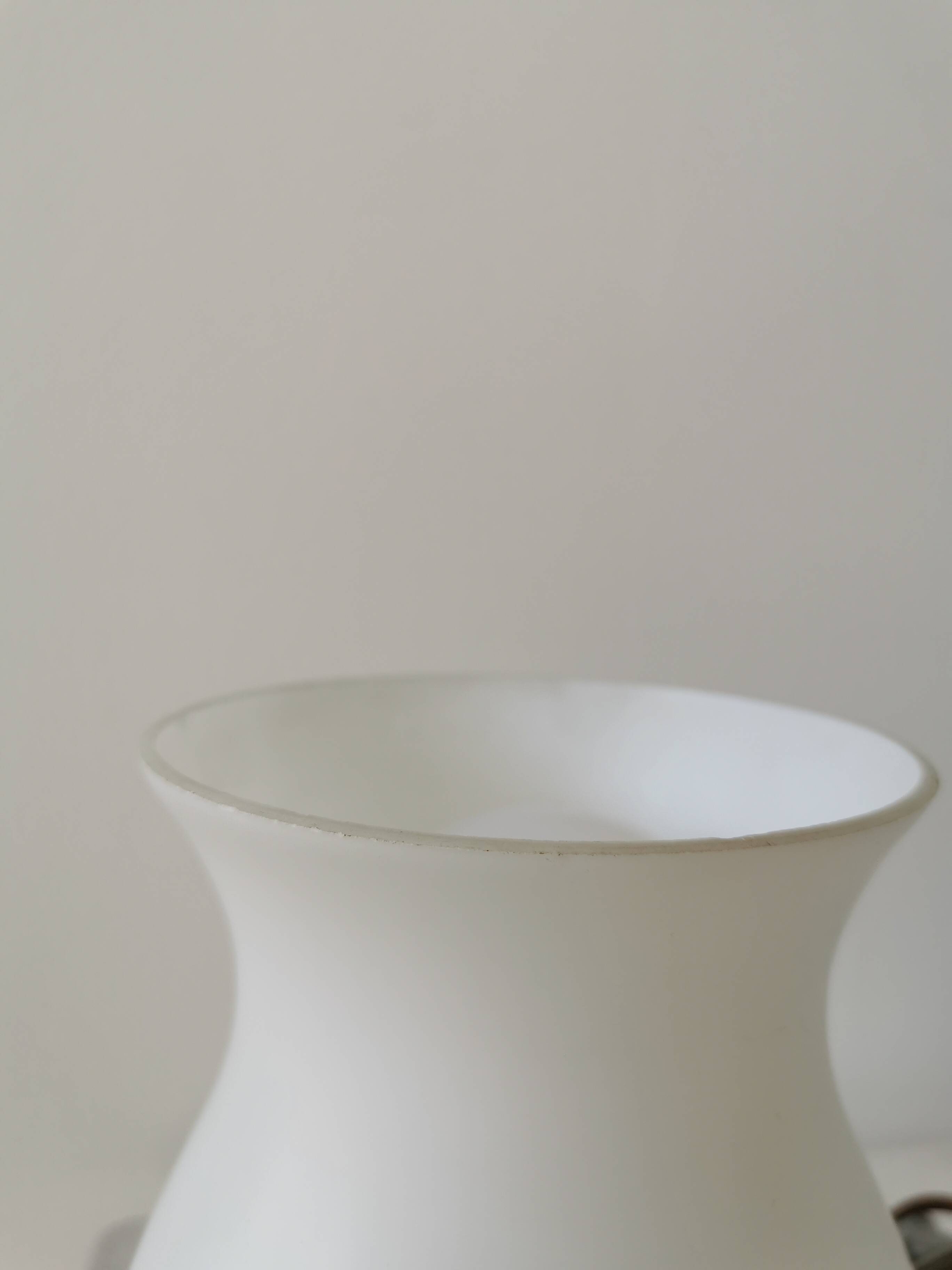 Mid Century Opaline Glass Table Lamp: Retro Bedside Lighting, 1960s Yugosla