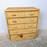 Light rattan chest of drawers with caning